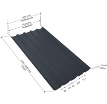 PRECIT Trapezplatte für Dach mit Antikondensationsvlies W35LV Anthrazitgrau RAL 7016 80mµ Shimoco Beschichtung Fix-Breite 1070 mm x Stärke 0,5 mm (Meterware ab 150 bis max. 900 cm)