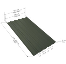 PRECIT Trapezplatte für Dach mit Antikondensationsvlies W35LV Nadelgrün RAL 6020 80mµ Shimoco Beschichtung Fix-Breite 1070 mm x Stärke 0,5 mm (Meterware ab 150 bis max. 900 cm)