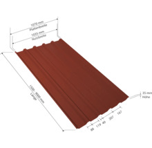 PRECIT Trapezplatte für Dach mit Antikondensationsvlies W35LV Oxidrot RAL 3009 80mµ Shimoco Beschichtung Fix-Breite 1070 mm x Stärke 0,5 mm (Meterware ab 150 bis max. 900 cm)