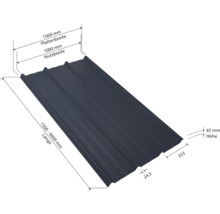 PRECIT Trapezplatte für Dach mit Antikondensationsvlies W45LV Anthrazitgrau RAL 7016 80mµ Shimoco Beschichtung Fix-Breite 1069 mm x Stärke 0,5 mm (Meterware ab 150 bis max. 900 cm)