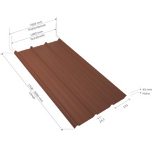 PRECIT Trapezplatte für Dach mit Antikondensationsvlies W45LV Kupferbraun RAL 8004 80mµ Shimoco Beschichtung Fix-Breite 1069 mm x Stärke 0,5 mm (Meterware ab 150 bis max. 900 cm)