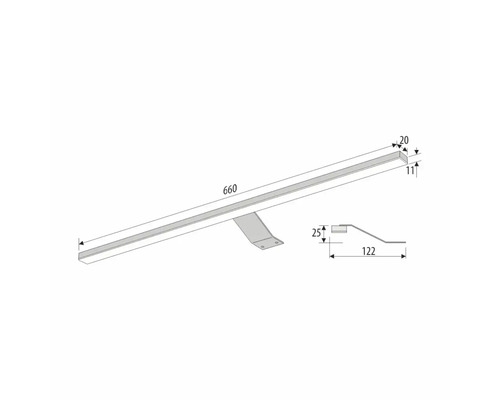 Dessin technique d''une lampe LED avec des dimensions