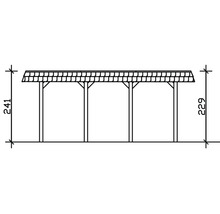 Technische Zeichnung eines Carports mit Abmessungen