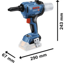 Cloueuse à batterie Bosch GRG 18V-16 C avec indications de dimension