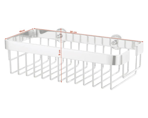 Duschablage aus Metall mit Saugnäpfen, 30x14x9 cm