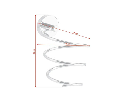 Haartrocknerhalterung zur Wandmontage, spiralförmig, aus Metall