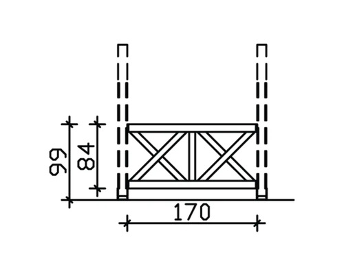 Schéma technique d''un élément de clôture avec indication des dimensions