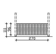 Dessin technique d''un garde-corps de balcon avec dimensions