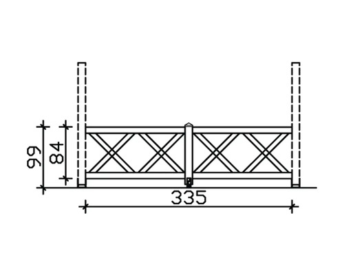Dessin technique d''une clôture de jardin avec dimensions