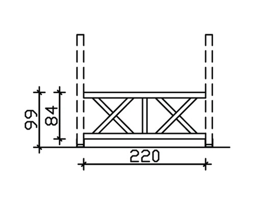 Dessin technique d''un élément d''échafaudage avec indications de mesure