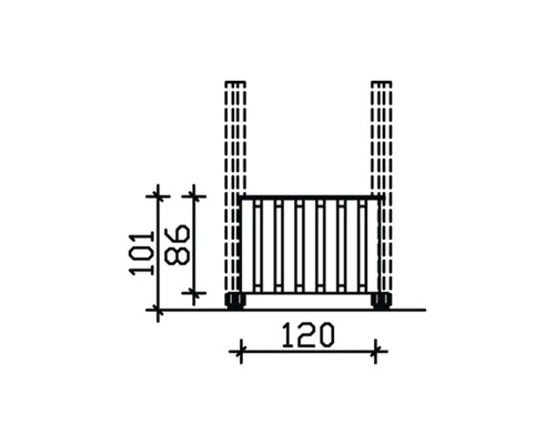 Schéma technique d''une clôture avec dimensions.