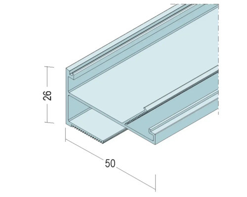 Profilé en aluminium mesurant 26 x 50 millimètres