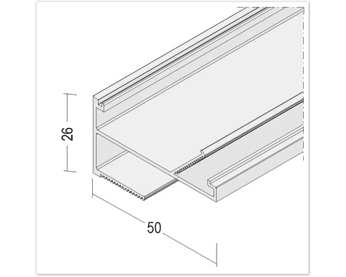 Aluminiumprofil mit den Maßen 26 x 50 Millimeter