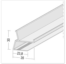 PROTEKTOR LUMINO LED Schienenprofil Sunrise für Schattenfuge Aluminium weiß für LED Strips für GK-Platte 12,5 mm 2000 mm x 12 mm