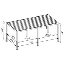 Technische Zeichnung einer Pergola mit Maßangaben