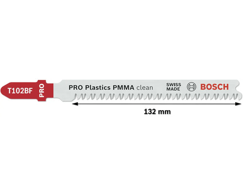 Lame de scie sauteuse Bosch T102BF pour plastiques, 132 mm