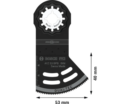 Lame de scie sauteuse Bosch Pro AYZ 53 BPB BIM Multi Material, 53 mm de large et 40 mm de haut