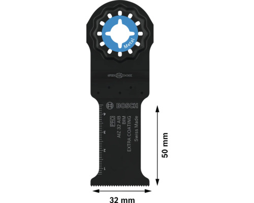Lame de scie plongeante Bosch avec fixation Starlock, AIZ 32 AIB, BIM, adaptée au métal, d''une longueur de 50 mm et d''une largeur de 32 mm