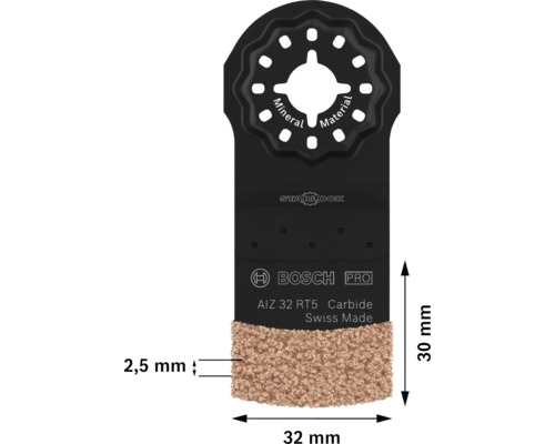 Bosch Plaque de ponçage carbure AIZ 32 RT5, largeur 32 mm, pour matériaux minéraux