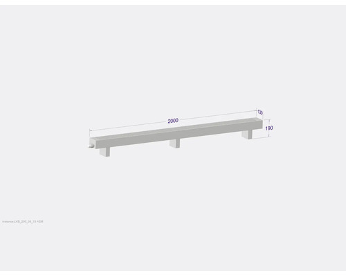 Caniveau de douche avec des dimensions de 2000 x 130 x 190 mm