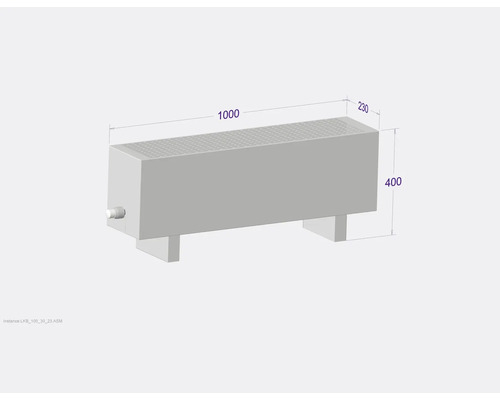 Radiateur avec dimensions 1000 x 230 x 400 millimètres