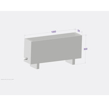 Heizkörper mit den Maßen 1000 x 230 x 500 Millimeter.