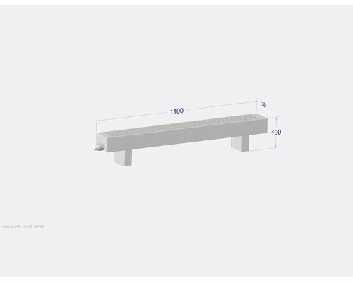 Dessin technique d''un banc avec des indications de dimension.