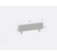 Radiateur avec dimensions 1100 x 330 x 130 millimètres.