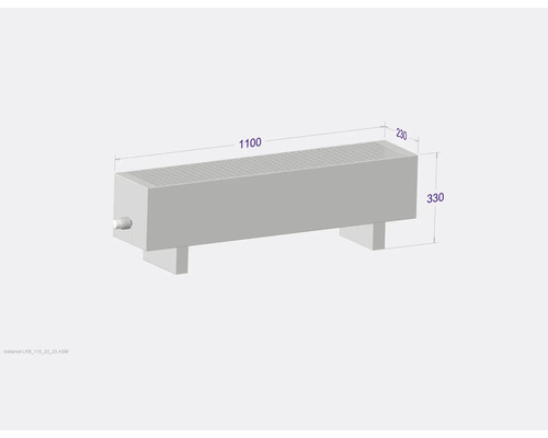 Image d''un radiateur avec les dimensions 1100 x 330 x 230.