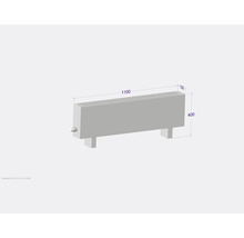 Radiateur avec des dimensions de 1100 x 400 x 130 millimètres.
