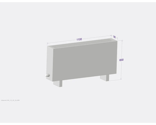 Radiateur avec dimensions 1100 x 180 x 600 mm