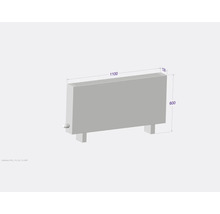 Radiateur avec dimensions 1100 x 600 x 130 mm.