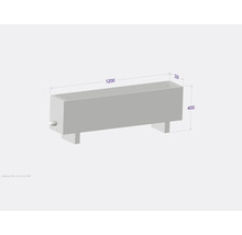 Radiateur avec des dimensions de 1200 x 230 x 400 mm