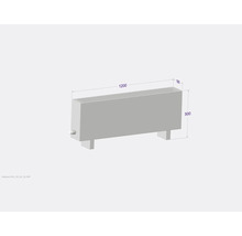 Radiateur avec dimensions 1200 x 500 x 180 millimètres.