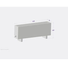 Image d''un radiateur avec les dimensions 1200 x 230 x 500 millimètres.