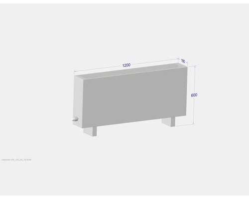 Radiateur avec dimensions 1200 x 600 x 180 millimètres
