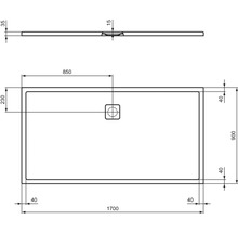 Dessin technique d''un receveur de douche avec dimensions.