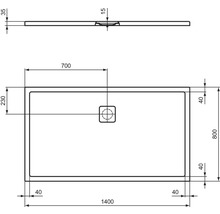 Plan technique d''un receveur de douche avec dimensions
