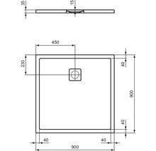 Dessin technique d''un receveur de douche avec dimensions