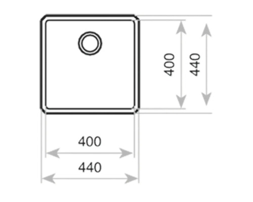Dimensions d''un évier : 400 x 400 millimètres et 440 x 440 millimètres