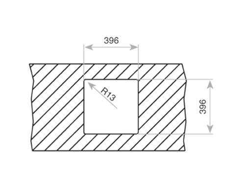 Dessin technique avec les dimensions 396 et rayon R13