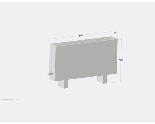 Radiateur avec les dimensions 800 x 500 x 130 mm