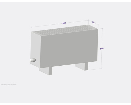 Heizkörper mit den Maßen 800 x 230 x 500 Millimeter