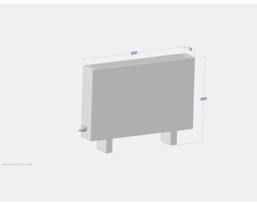 Radiateur avec des dimensions de 800 x 600 x 130 millimètres