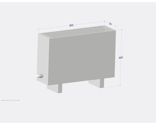 Image d''un radiateur mesurant 800, 230 et 600 millimètres