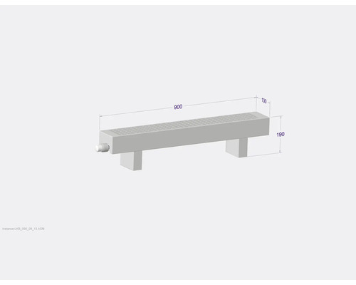 Représentation schématique d''une rigole de douche avec indications de dimensions