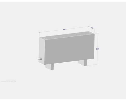 Radiateur aux dimensions 900 x 180 x 500 mm
