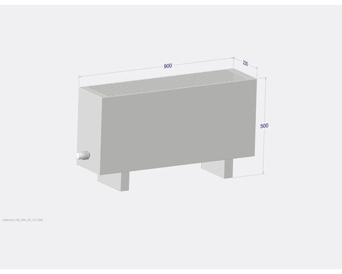 Radiateur de dimensions 900 x 230 x 500 mm pour le chauffage