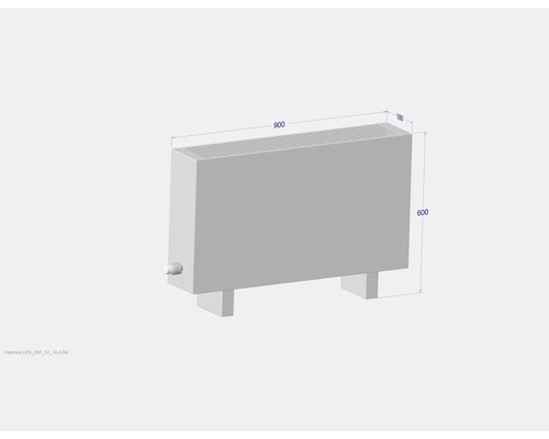 Radiateur avec des dimensions de 900 x 600 x 180 millimètres