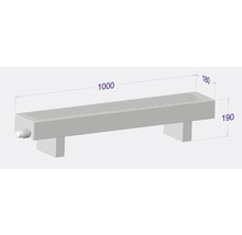 Heizkörper mit den Maßen 1000 x 180 x 190 Millimeter.